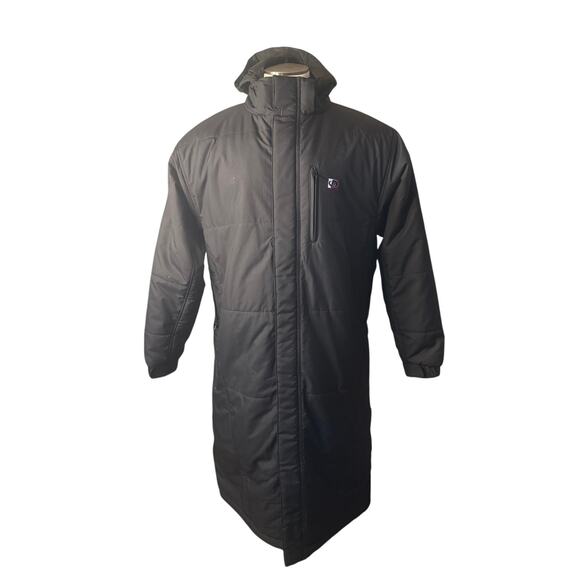 LL Phiten Raku Black Zip Hood Parka Jacket Bench Coat Titanium Contained Process - Picture 2 of 8